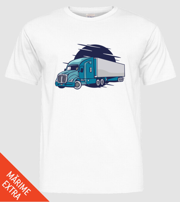 Camioane model alb pe tricou