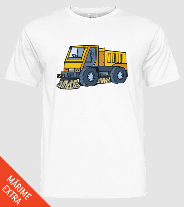 Camioane model alb pe tricou