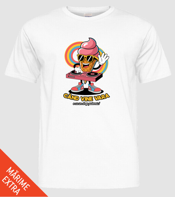 Când vine vara, e ca un drop puternic! model alb pe tricou