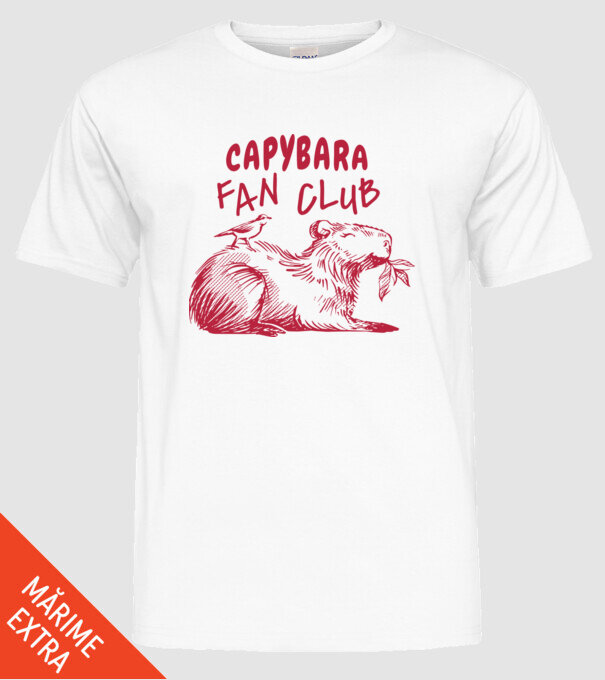 Capybara fan club model alb pe tricou
