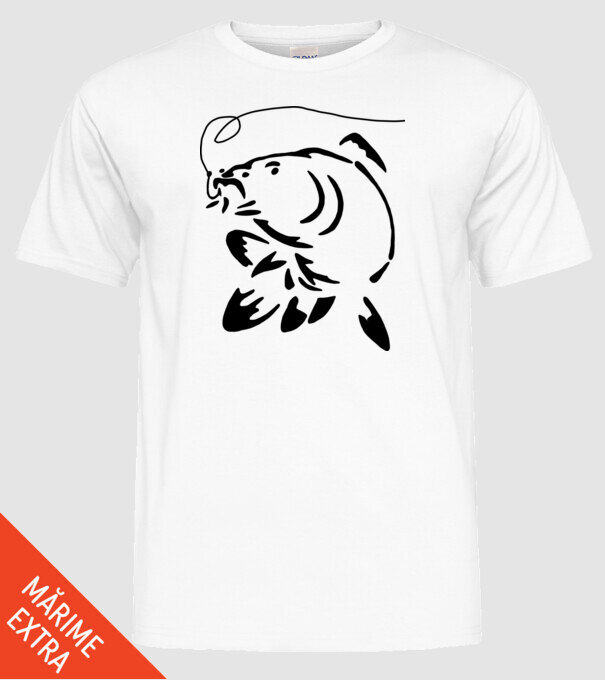Carp model alb pe tricou