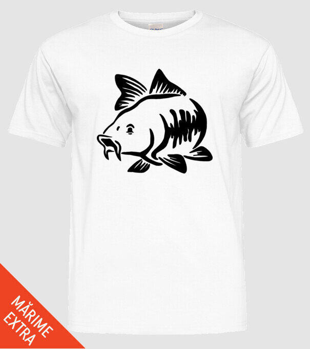 Carp model alb pe tricou