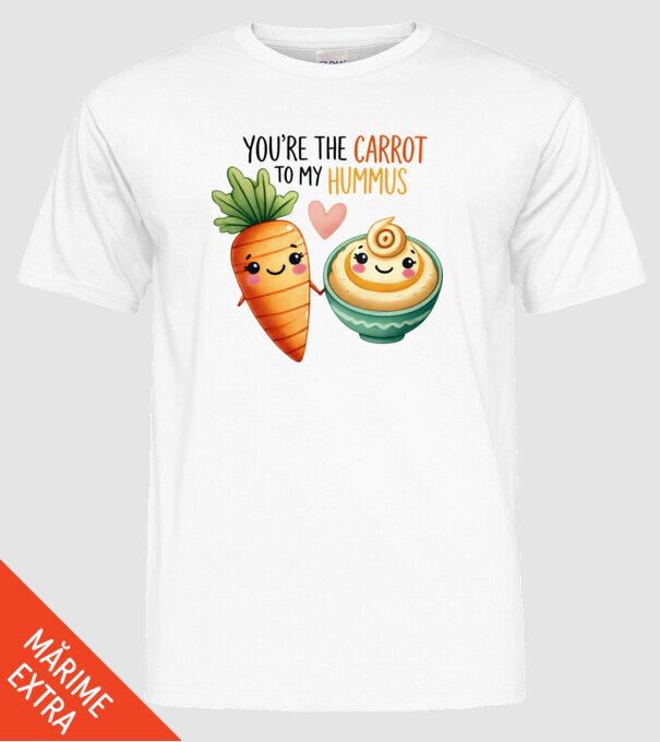 Carrot to my Hummus model alb pe tricou