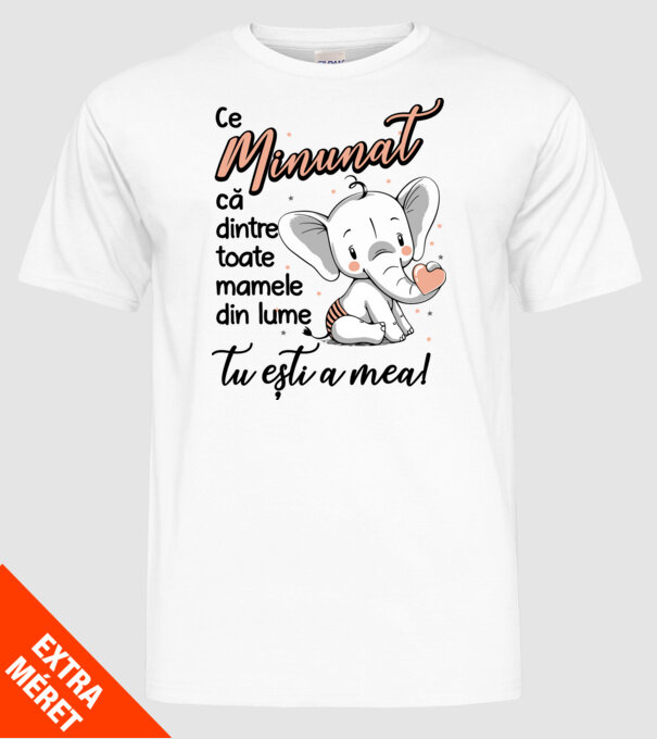 Ce minunat că dintre toate mamele din lume, tu ești a mea! model alb pe tricou