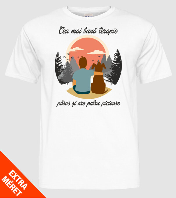 cea mai bună terapie - păros și are patru picioare model alb pe tricou