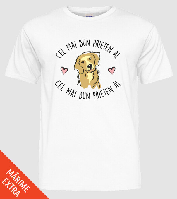 Cel mai bun prieten al meu este un golden retriever model alb pe tricou