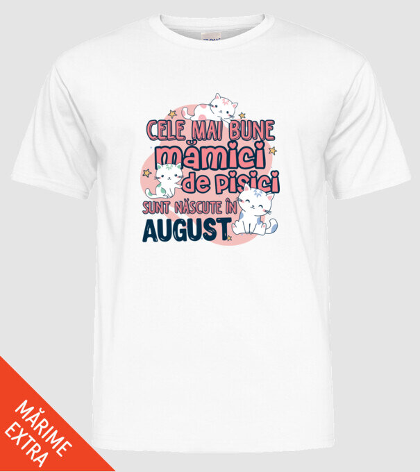 Cele mai bune mămici de pisici August model alb pe tricou