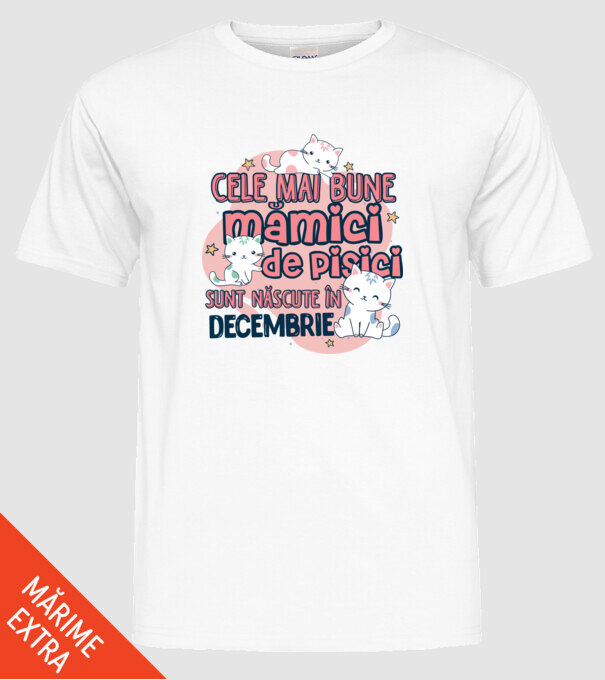 Cele mai bune mămici de pisici decembrie model alb pe tricou