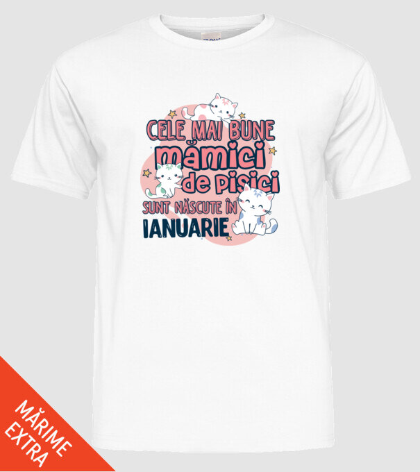 Cele mai bune mămici de pisici ianuarie model alb pe tricou