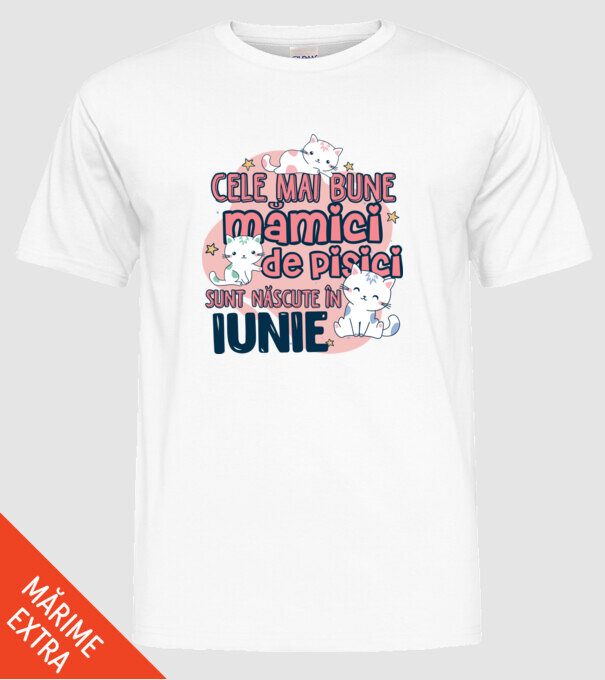 Cele mai bune mămici de pisici iunie model alb pe tricou