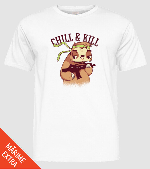 chill and kill model alb pe tricou