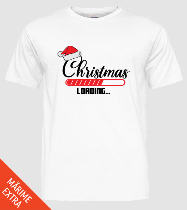 Christmas is loading model alb pe tricou