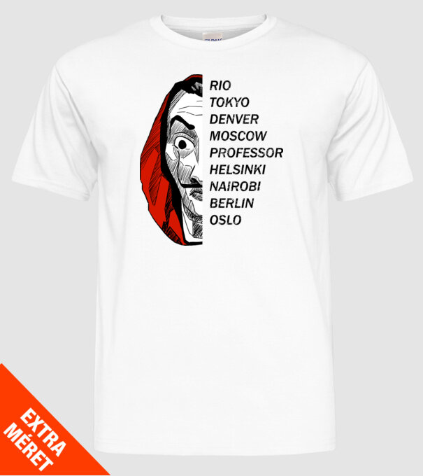 classic logo money heist white model alb pe tricou