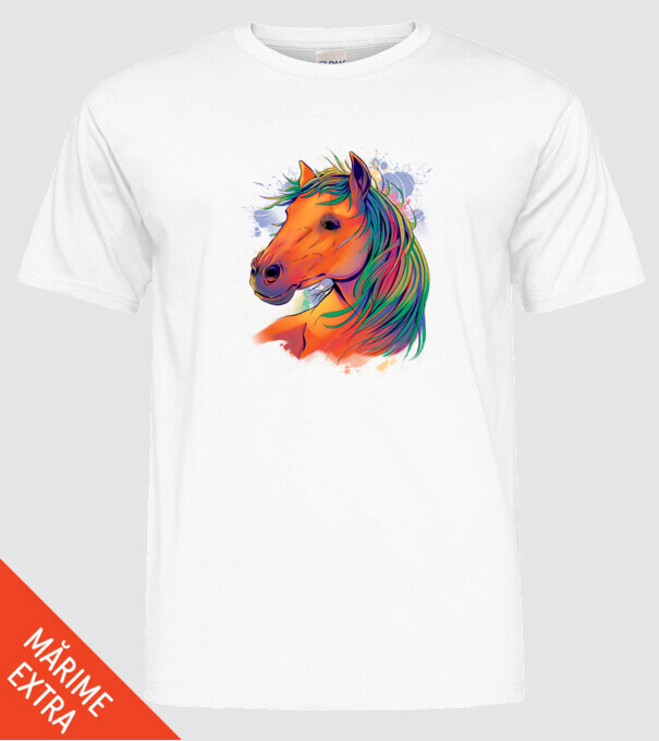 Colorful Horse model alb pe tricou