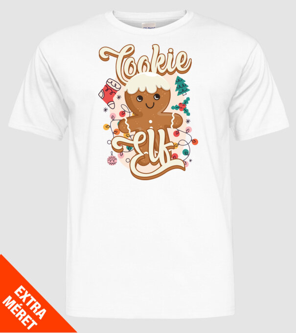 Cookie elf model alb pe tricou