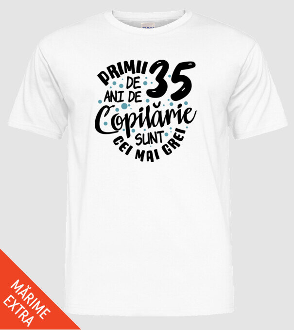 Copilărie 35 de ani model alb pe tricou