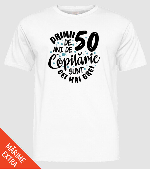 Copilărie 50 de ani model alb pe tricou