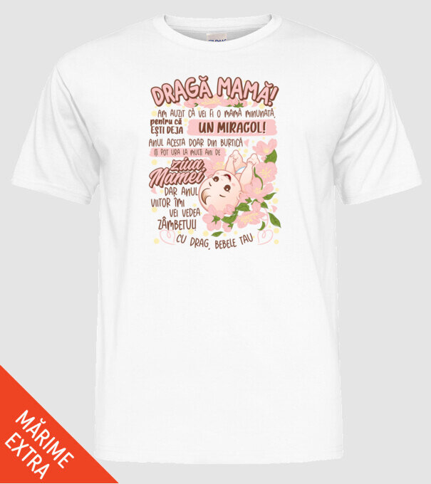 Cu drag, bebele tău model alb pe tricou