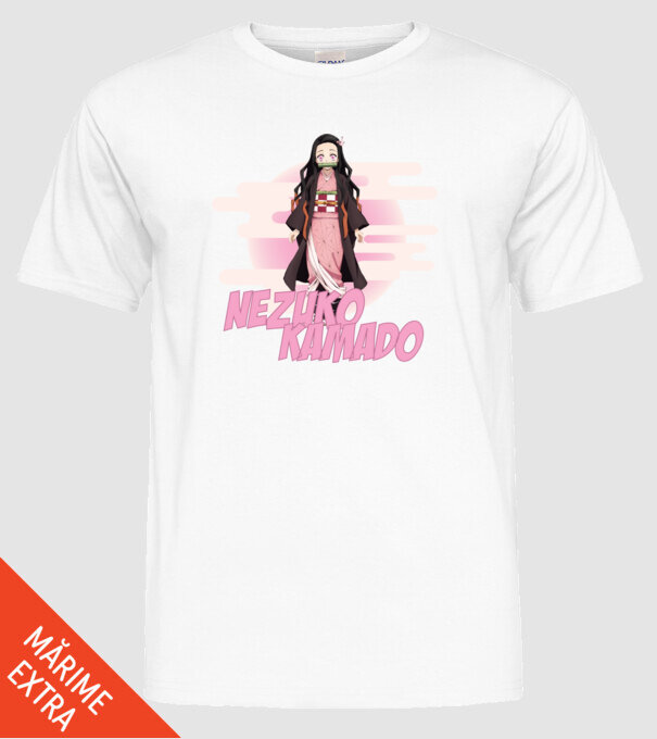 Demon Slayer Nezuko model alb pe tricou