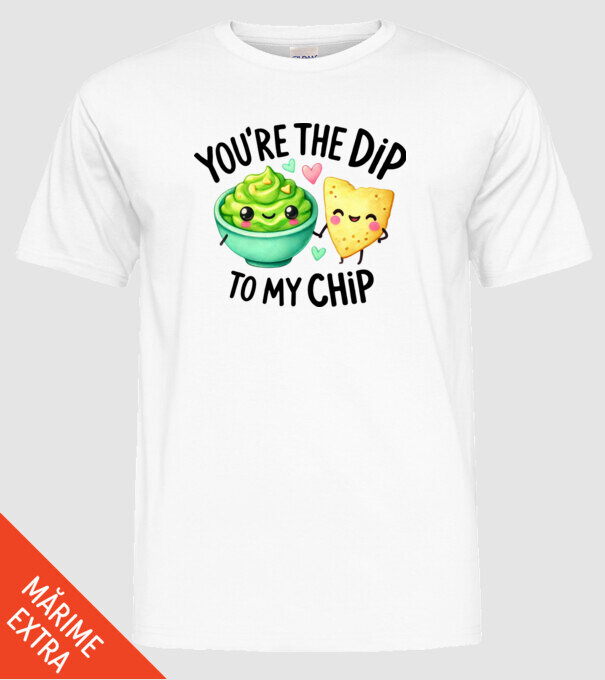Dip to my Chip model alb pe tricou