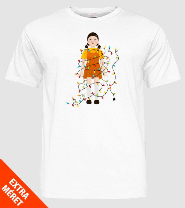 doll squid game model alb pe tricou