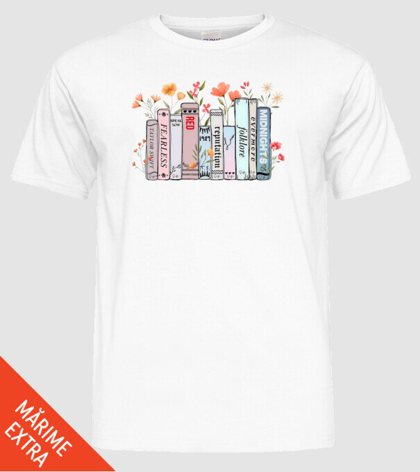 Eras tour books color model alb pe tricou