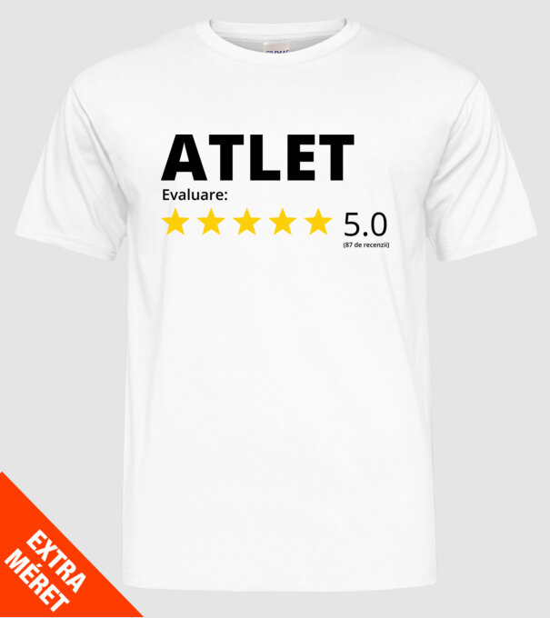 Evaluare 5 ATLET model alb pe tricou