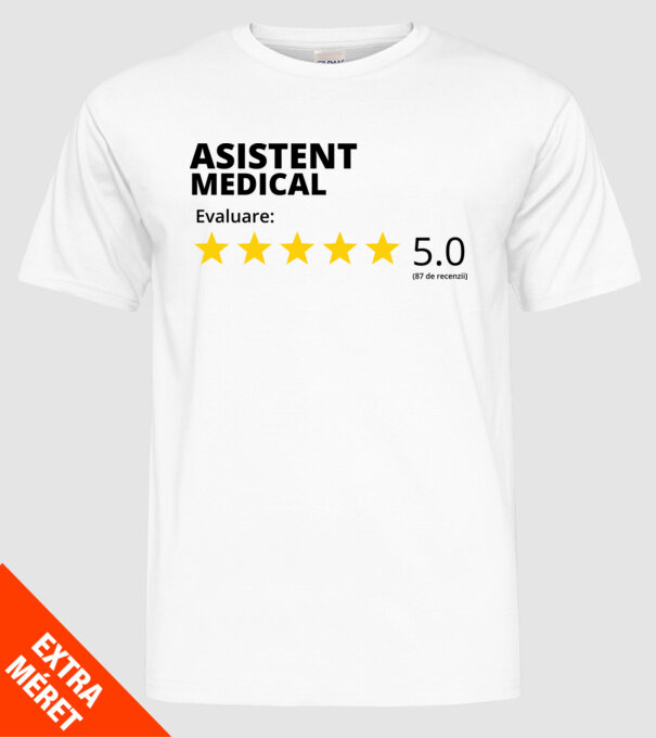 Evaluare - ASISTENT MEDICAL model alb pe tricou