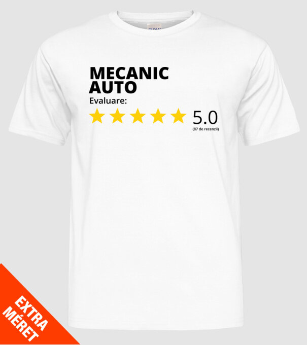 Evaluare - MECANIC AUTO model alb pe tricou