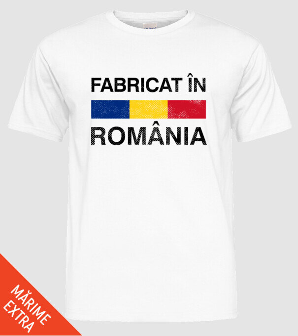 Fabricat în România model alb pe tricou