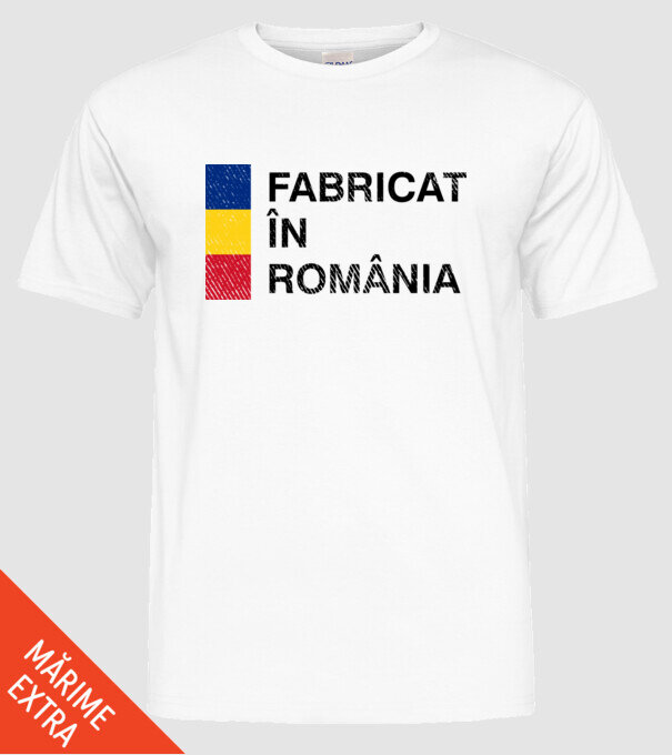 Fabricat în România model alb pe tricou