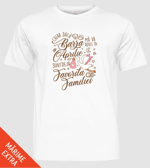 Favorita familiei APRILIE model alb pe tricou