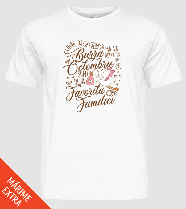 Favorita familiei OCTOMBRIE model alb pe tricou