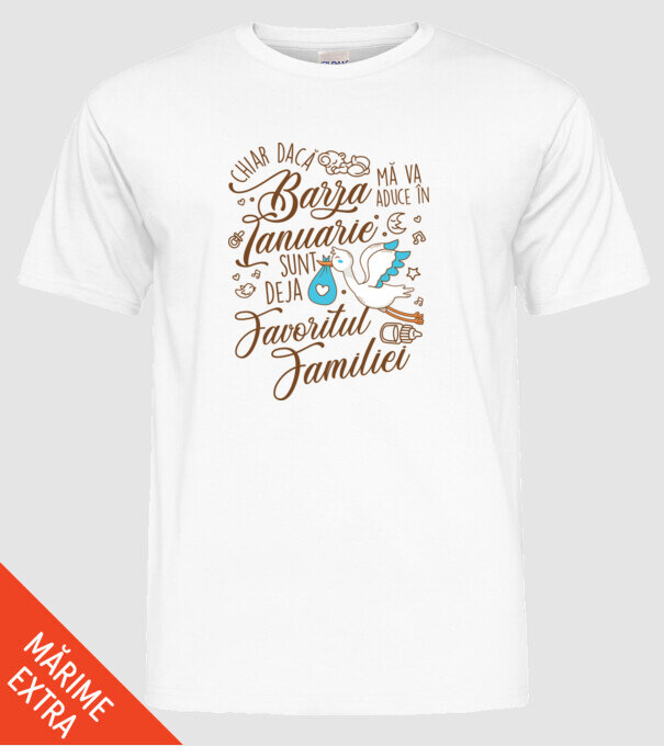 Favoritul familiei IANUARIE model alb pe tricou