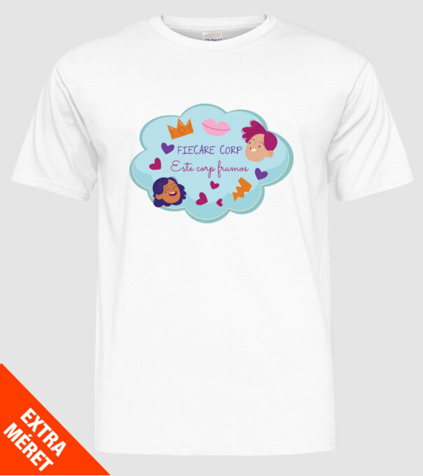 Fiecare corp model alb pe tricou