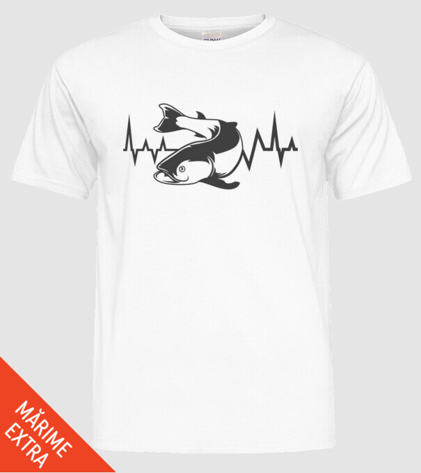 Fish model alb pe tricou