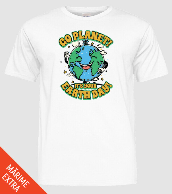 Go planet model alb pe tricou
