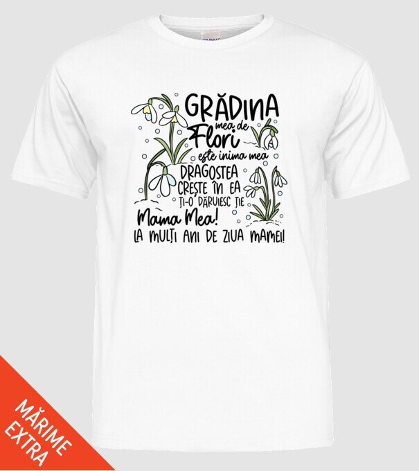 Grădina mea de flori model alb pe tricou