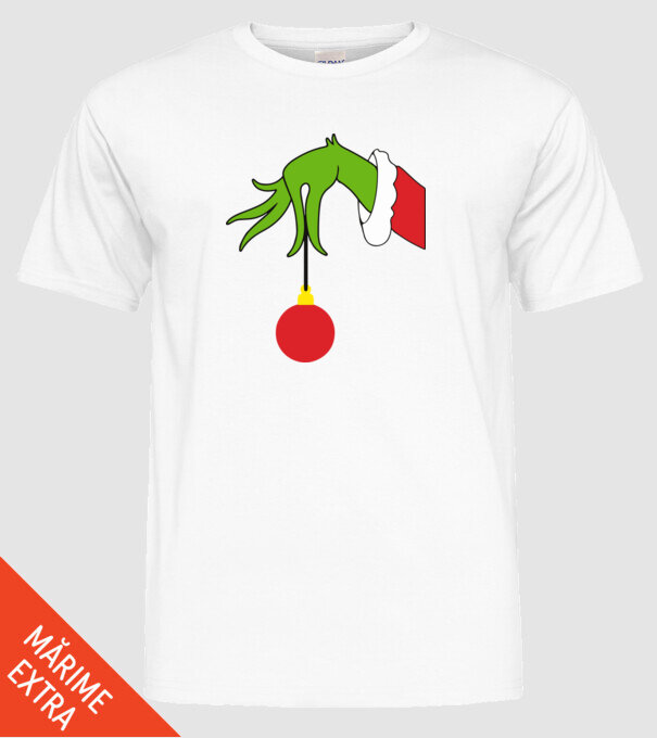 Grinch hand model alb pe tricou
