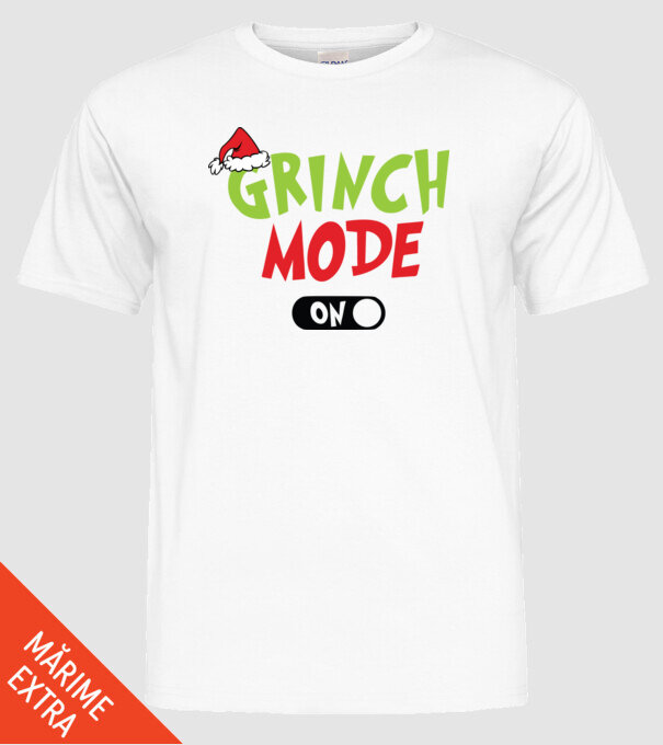 Grinch Mode model alb pe tricou