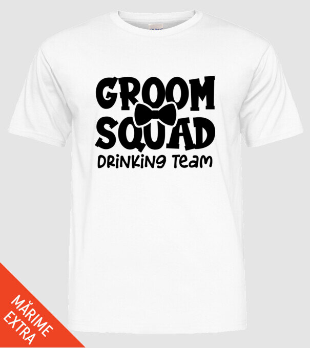 Groom Squad model alb pe tricou