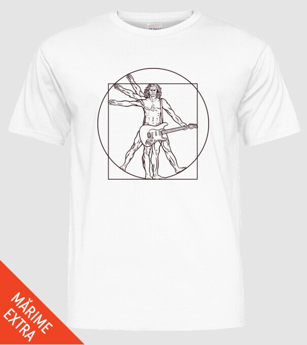Guitar player model alb pe tricou
