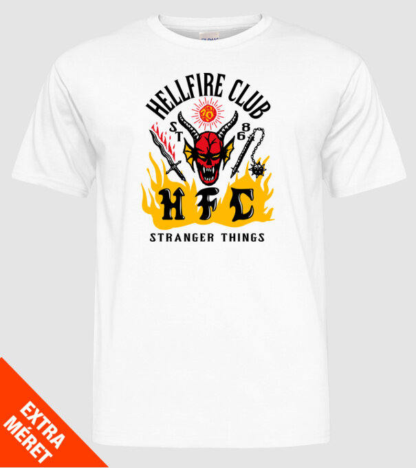 hellfire club 86 stranger things model alb pe tricou