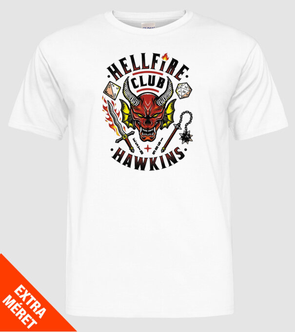 hellfire club hawkins model alb pe tricou