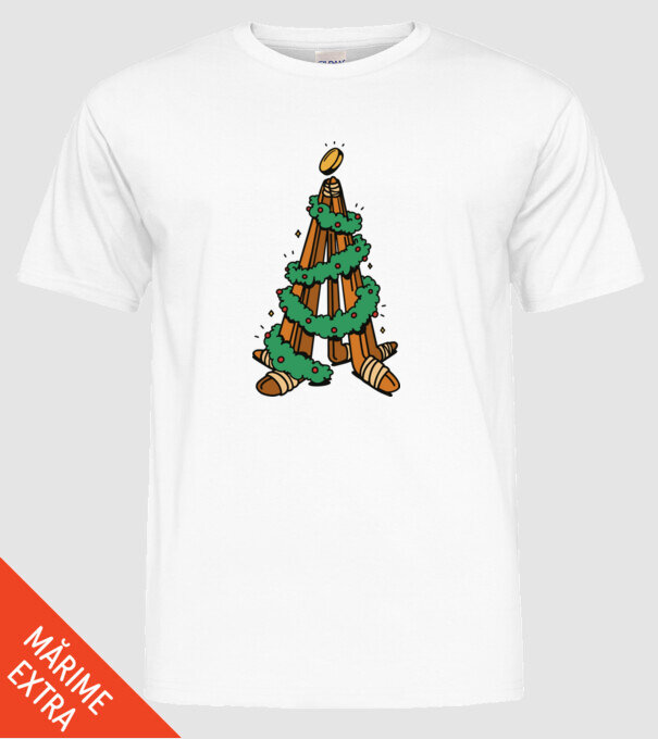 Hockey tree model alb pe tricou