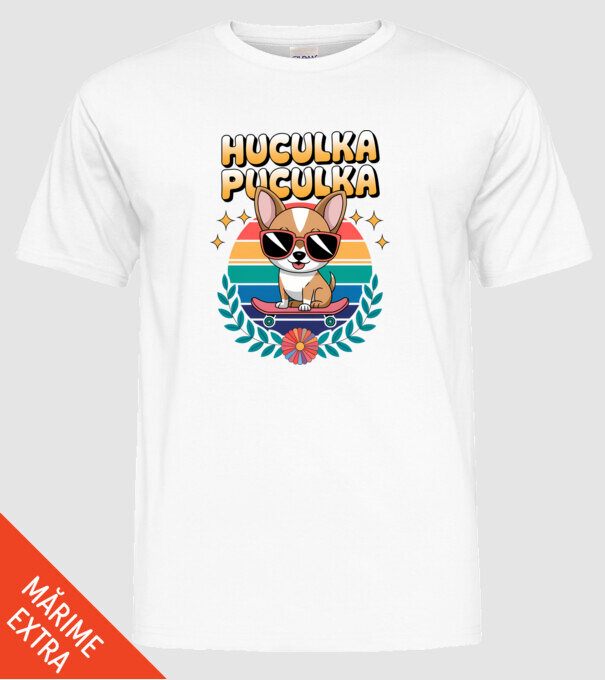 Huculka Puculka Câine 2 model alb pe tricou
