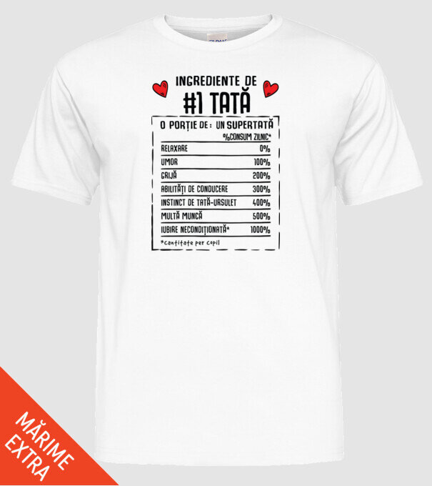 Ingrediente Tată model alb pe tricou