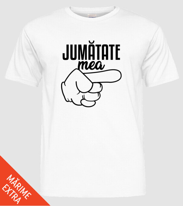 Jumătate a mea model alb pe tricou