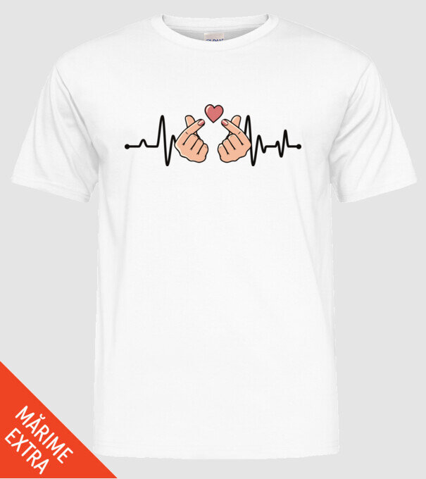 Kpop heartbeaT model alb pe tricou