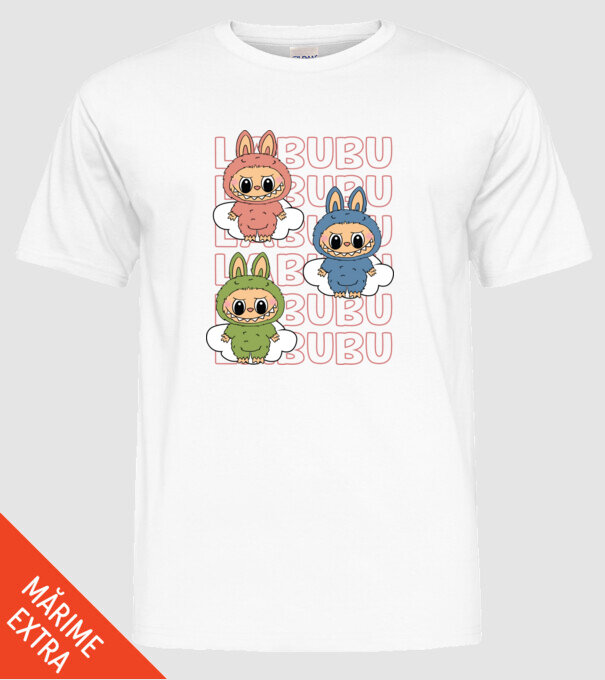 LABUBU model alb pe tricou